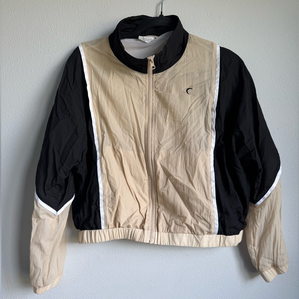 ZYIA Activewear Women's Black + Cream Lightweight ZipUp Bomber Jacket Size Small